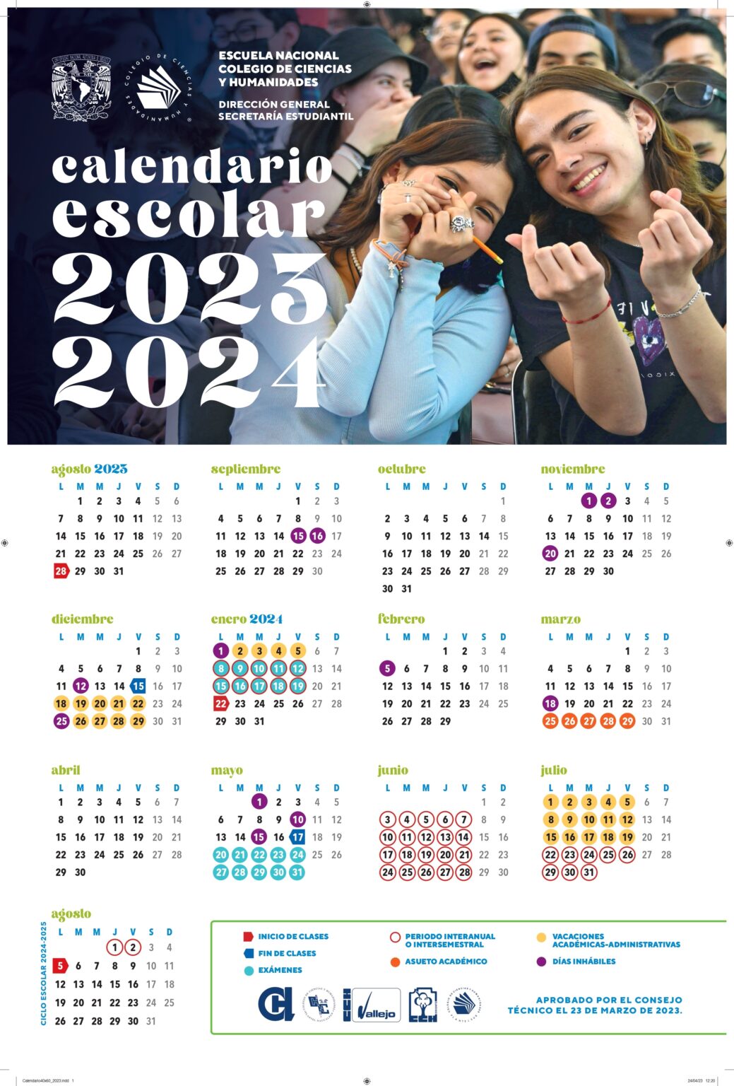 Calendario escolar 20232024 CCH CCH Vallejo